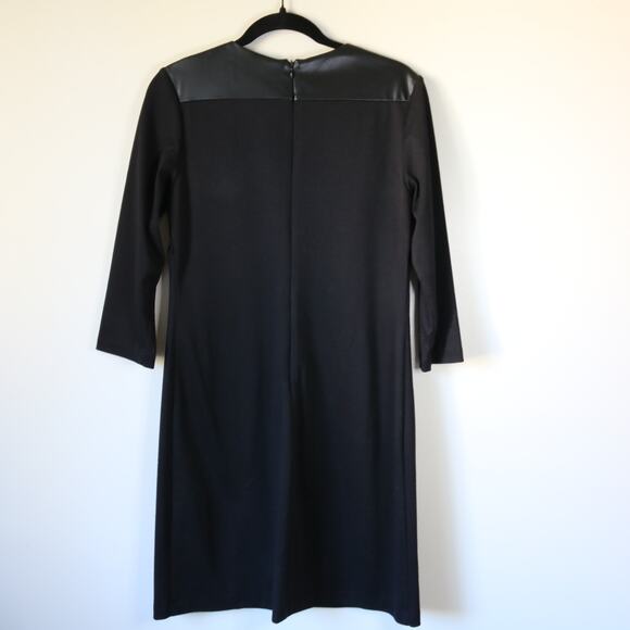Women's DressBarn Black Shift Dress Faux Leather Size 6 - Picture 2 of 6